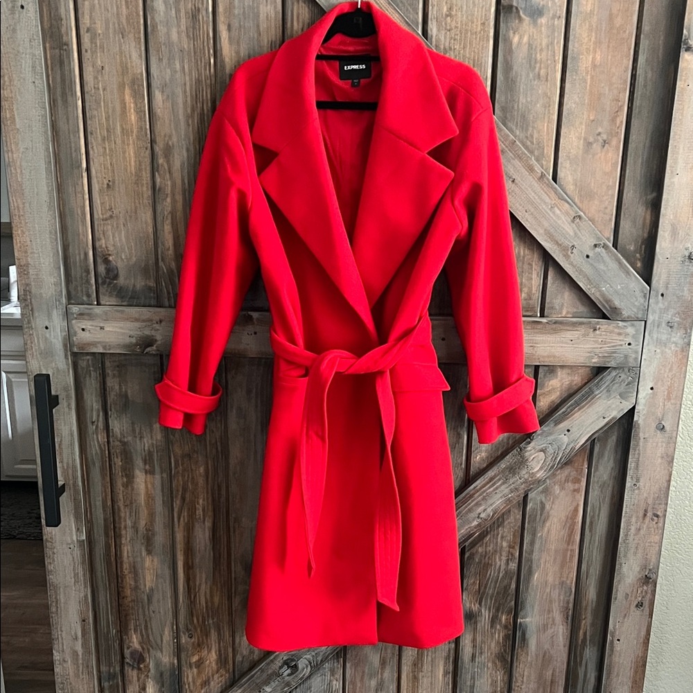 Express Classic Red Belted Coat